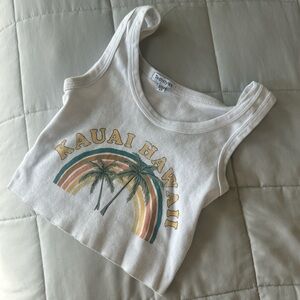Kauai Hawaii Palm Tree Rainbow Design Crop Tank XS